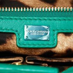Pre Owned Dolce & Gabbana Green Quilted Leather Chain Shopper Tote