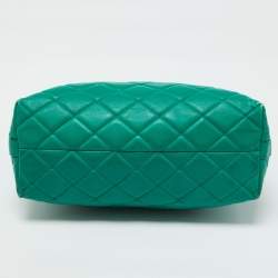 Pre Owned Dolce & Gabbana Green Quilted Leather Chain Shopper Tote