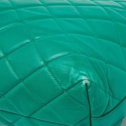 Pre Owned Dolce & Gabbana Green Quilted Leather Chain Shopper Tote