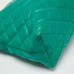 Pre Owned Dolce & Gabbana Green Quilted Leather Chain Shopper Tote