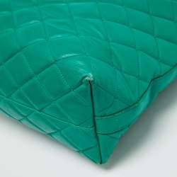 Pre Owned Dolce & Gabbana Green Quilted Leather Chain Shopper Tote