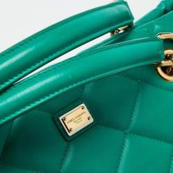 Pre Owned Dolce & Gabbana Green Quilted Leather Chain Shopper Tote