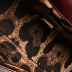 مملوكة مسبقًا Dolce & Gabbana Burgundy Lizard Embossed Leather Small Miss Sicily Top Handle Bag