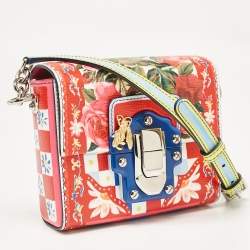 Pre Owned Dolce & Gabbana Multicolor Print Leather Mini Lucia Crossbody Bag