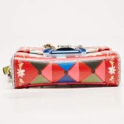 Pre Owned Dolce & Gabbana Multicolor Print Leather Mini Lucia Crossbody Bag
