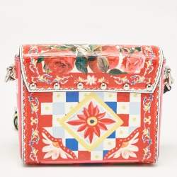 Pre Owned Dolce & Gabbana Multicolor Print Leather Mini Lucia Crossbody Bag