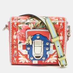 Pre Owned Dolce & Gabbana Multicolor Print Leather Mini Lucia Crossbody Bag