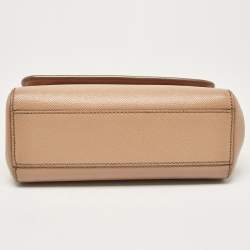Pre Owned Dolce & Gabbana Beige Leather Small Miss Sicily Top Handle Bag