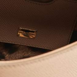 Pre Owned Dolce & Gabbana Beige Leather Small Miss Sicily Top Handle Bag