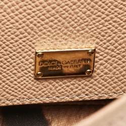 Pre Owned Dolce & Gabbana Beige Leather Small Miss Sicily Top Handle Bag