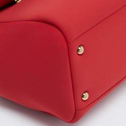 Pre Owned Dolce & Gabbana Red Neoprene Medium Miss Sicily Top Handle Bag