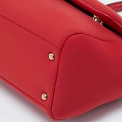 Pre Owned Dolce & Gabbana Red Neoprene Medium Miss Sicily Top Handle Bag
