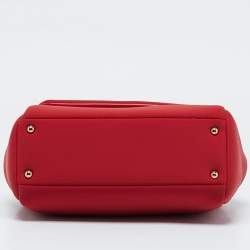 Pre Owned Dolce & Gabbana Red Neoprene Medium Miss Sicily Top Handle Bag