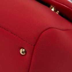 Pre Owned Dolce & Gabbana Red Neoprene Medium Miss Sicily Top Handle Bag