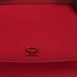 Pre Owned Dolce & Gabbana Red Neoprene Medium Miss Sicily Top Handle Bag