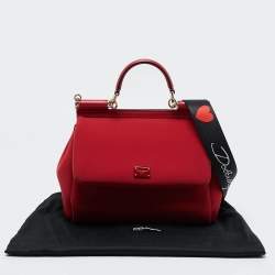 Pre Owned Dolce & Gabbana Red Neoprene Medium Miss Sicily Top Handle Bag
