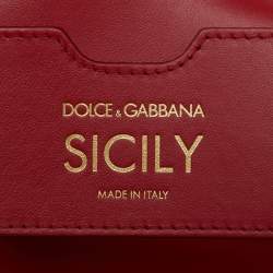 Pre Owned Dolce & Gabbana Red Neoprene Medium Miss Sicily Top Handle Bag