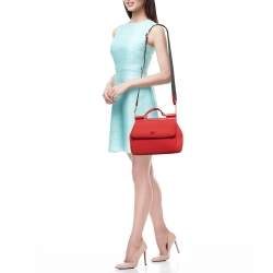 Pre Owned Dolce & Gabbana Red Neoprene Medium Miss Sicily Top Handle Bag