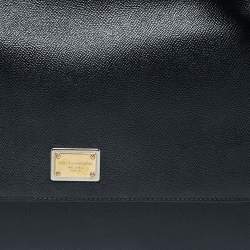 Pre Owned Dolce & Gabbana Black Leather Large Miss Sicily Top Handle Bag
