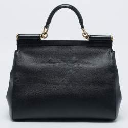 Pre Owned Dolce & Gabbana Black Leather Large Miss Sicily Top Handle Bag