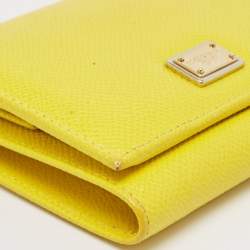 Dolce & Gabbana Yellow Leather Trifold Compact Wallet