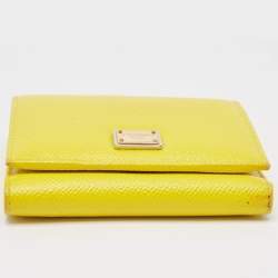 Dolce & Gabbana Yellow Leather Trifold Compact Wallet