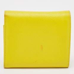 Dolce & Gabbana Yellow Leather Trifold Compact Wallet