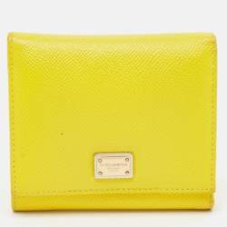 Dolce & Gabbana Yellow Leather Trifold Compact Wallet