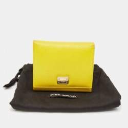 Dolce & Gabbana Yellow Leather Trifold Compact Wallet