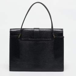 Dolce & Gabbana Black Lizard Embossed Leather Ingrid Tote