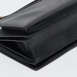 Dolce & Gabbana Black Lizard Embossed Leather Ingrid Tote