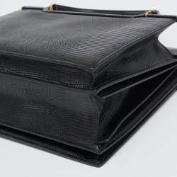 Dolce & Gabbana Black Lizard Embossed Leather Ingrid Tote