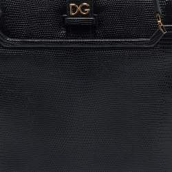 Dolce & Gabbana Black Lizard Embossed Leather Ingrid Tote