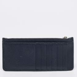 Dolce & Gabbana Navy Blue Leather Vertical Zip Card Case