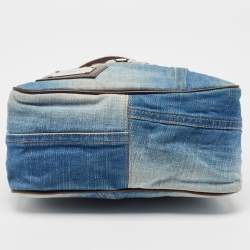 Pre Owned Dolce & Gabbana Blue Denim and Leather Flap Shoulder Bag