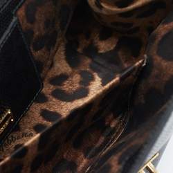 Pre Owned Dolce & Gabbana Black Lizard Embossed Leather Medium Miss Monica Top Handle Bag
