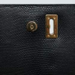 Pre Owned Dolce & Gabbana Black Lizard Embossed Leather Medium Miss Monica Top Handle Bag