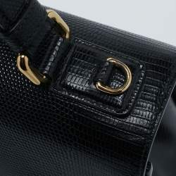 Pre Owned Dolce & Gabbana Black Lizard Embossed Leather Medium Miss Monica Top Handle Bag
