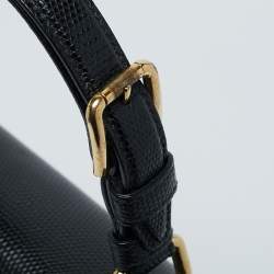 Pre Owned Dolce & Gabbana Black Lizard Embossed Leather Medium Miss Monica Top Handle Bag