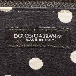 Dolce & Gabbana Brown/Black Leopard Print Coated Canvas Wristlet Clutch