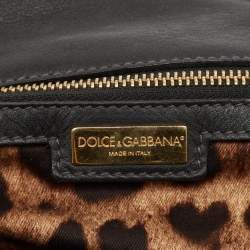 Dolce & Gabbana Black Crochet Straw and Leather Large Miss Sicily Top Handle Bag