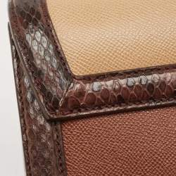 Pre Owned حقيبة دولتشي أند غابانا يد علوية ميس مونيكا صغيرة جلد نقش سحلية بنية شوكو