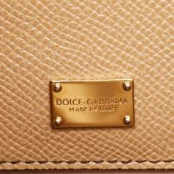 Pre Owned حقيبة دولتشي أند غابانا يد علوية ميس مونيكا صغيرة جلد نقش سحلية بنية شوكو