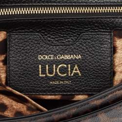 Dolce & Gabbana Black/Brown Leopard Print Coated Canvas and Leather Lucia Shoulder Bag