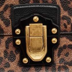 Dolce & Gabbana Black/Brown Leopard Print Coated Canvas and Leather Lucia Shoulder Bag