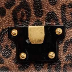Dolce & Gabbana Black/Brown Leopard Print Coated Canvas and Leather Lucia Shoulder Bag