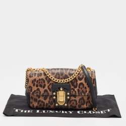 Dolce & Gabbana Black/Brown Leopard Print Coated Canvas and Leather Lucia Shoulder Bag