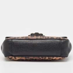 Dolce & Gabbana Black/Brown Leopard Print Coated Canvas and Leather Lucia Shoulder Bag