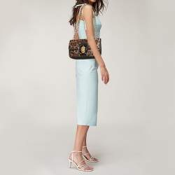 Dolce & Gabbana Black/Brown Leopard Print Coated Canvas and Leather Lucia Shoulder Bag