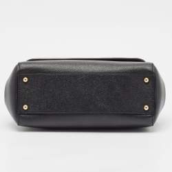 Pre Owned Dolce & Gabbana Black Leather Medium Studded Miss Sicily Top Handle Bag